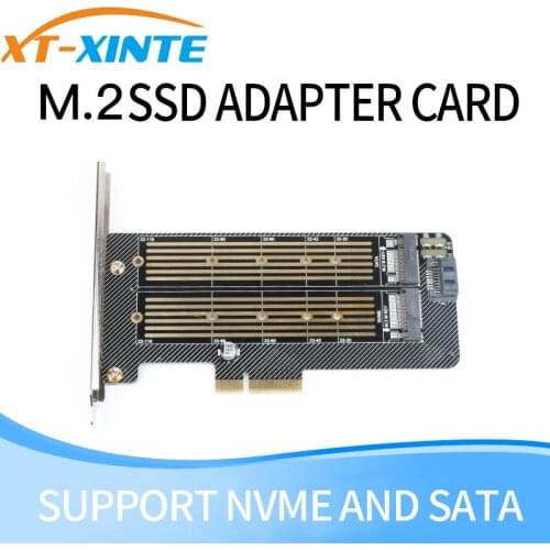 XT-XINTE PCIE to M2 Hard Disk Adapter Expansion Cards PCI-E X4 3.0 M.2 SSD for NVME SATA Protocol M key/B key 2230-22110 SSD
