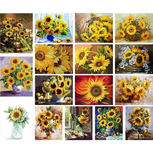 Sunflower 5D Diamond Painting Pastoral Yellow Flower Picture Full Square/Round Drill DIY Diamond Embroidery Mosaic Art Home Dec