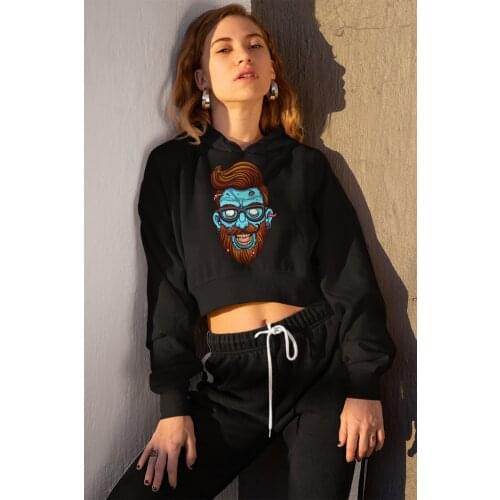 Angemiel Wear Entel Glasses Zombie Black Short Hooded Sweatshirt