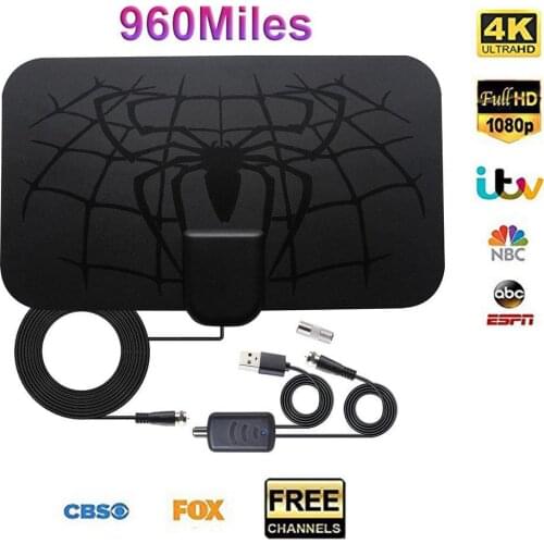 960 Mile Range Digital HD TV Antenna Indoor Amplified with 4K HD DVB-T Free view Channels Broadcast Home Smart TV-Antenna