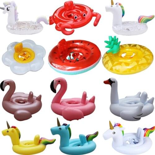 Baby Unicorn Flamingo Inflatable Pool Swimming Ring 0-4 Years Infant Float Swimming Circle Baby Seat Swimming Pool Toys