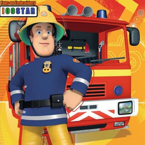 Drill Shiny 5D diy Diamond Painting Cartoon Fireman Cross Stitch Portrait Wall Sticker Full Square Paste Embroidery Home Crafts