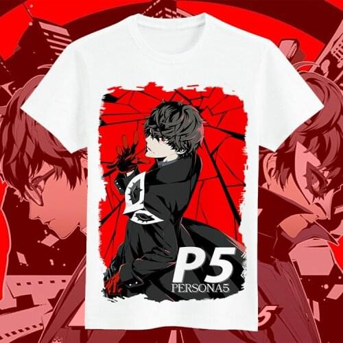Japanese Anime Persona 5 Cosplay T Shirt Cartoon Akira Kurusu Ren Amamiya Printed Summer T-Shirt Fashion Top Tee tshirt Costume