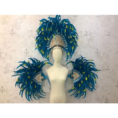 Carnival feather headwear for girls party dancing performance female clothes bow hair headdress dance feather headpiece costume