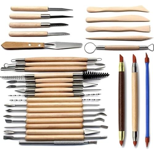 Hot YO-30 Handicraft Clay Carving Tools Pottery Carving Tools Pottery and Ceramic Wooden Handle Modeling Clay Tools