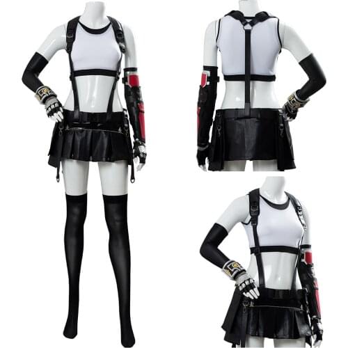 Final Fantasy VII Cosplay Tifa Lockhart Cosplay Costume Outfit Uniform Full Set Tifa Lockhart Top Skirt For Halloween Carnival