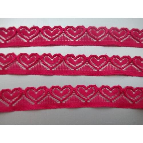 Beautiful rose stretch lace heart-shaped lace length 10 yards / width 1.8 cm DIY trim the craft