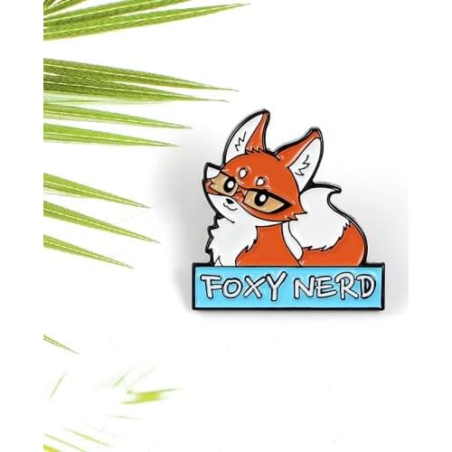 Creative cartoon knowledgeable lady fox enamel pin cunning animal fun brooch badge cute fashion pin good friend gift