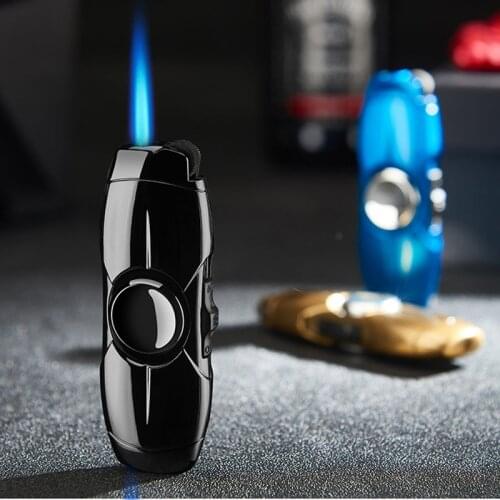 Creative Fingertip Top Inflatable Zapalniczka Straight into Gas Lighter Portable Windproof Metal Feuerzeug Men Accessories