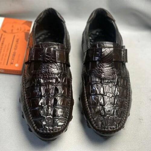 Authentic Real True Crocodile Skin Male Casual Lightweight Sneakers Genuine Alligator Leather Mens Lace-up Walking Flats Shoes