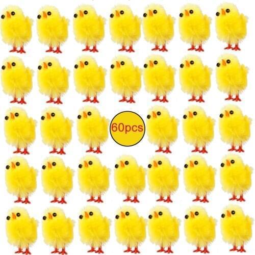 Cute Cartoon Artificial Chick Easter plastic Chick Yellow Holiday Home Decorations Toys Ornaments Set Gift for Chicken
