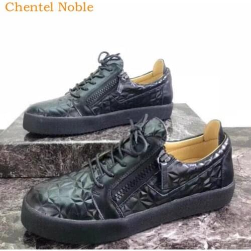 2019 Chentel Noble Leather Men Casual Shoes Party Shoes Men High Quality Flats Lace-Up Sneakers Big Size Unisex Black Color