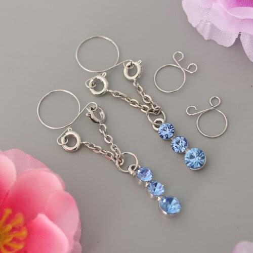 2Pcs Fake Nipple Rings Dangle Non Piercing Stainless Steel Body Jewelry