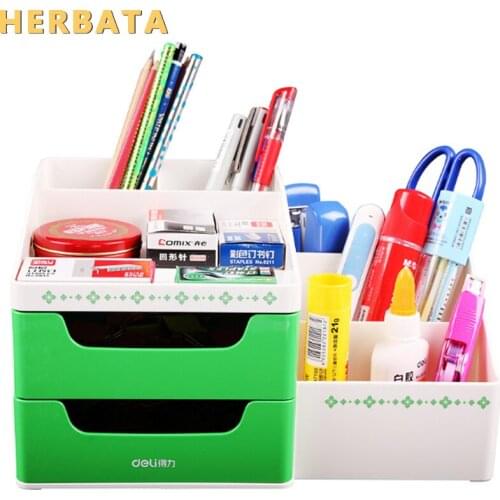 Pen holder desk new fashion multi-function Korean desk storage box office supplies stationery pen box plastic pens holder set