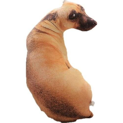 3D Cute Bend Dog Printed Throw Pillow Lifelike Animal Funny Dog Head Cosplay Children Favorite Toy Cushion Washable for Home