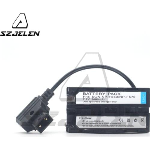 Coiled Cable Power P-Tap D-Tap to NP-F550 F570 Dummy Battery Coupler for Monitors / Lights / Lamps