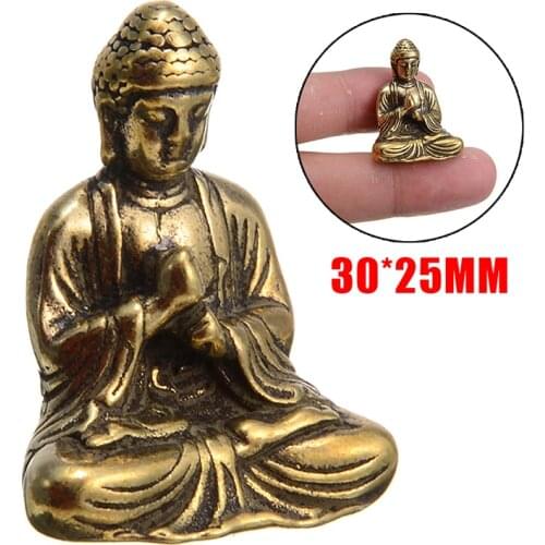 Buddha Statue Pure Brass Chinese Buddhism Sakyamuni Buddha Statue Ornaments Crafts Decorative 30*25mm