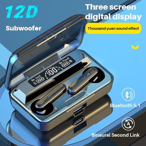TWS Bluetooth Earphones 12D HIFI Stereo Wireless 5.1 Bluetooth Headphones Touch Control Noise Cancelling Gaming Headset
