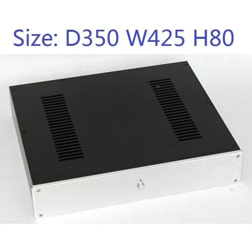 Size: D350 W425 H80 DAC Amplifier Case Aluminum Chassis Power Supply DIY Case WA118 all aluminum amplifier amplifier luxury case