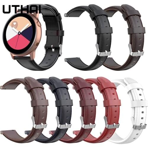 UTHAI P41 Watchbands 22mm Leather Strap Suitable For galaxy watch active2 / active (40MM) R500 oil wax skin