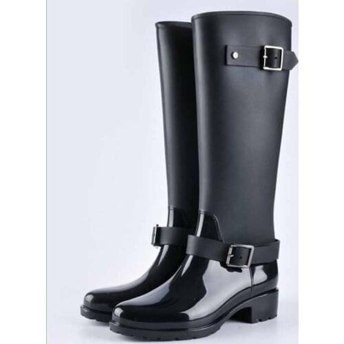 New style ladies zipper high boots womens solid color rain boots outdoor rubber water shoes women 36-41 large size