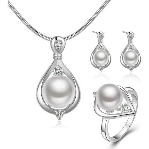 2018 Hot N925 sterling Silver color jewelry set 100% natural freshwater jewelry woman more gift box jewelry