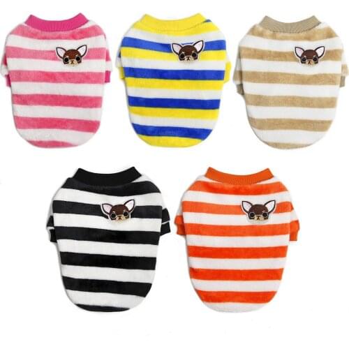 Winter Clothes For Dogs Striped Fleece Coat Luxury Designer Dog Clothes Chihuahua Yorkie Puppy Pullover Small Medium Dog Sweater