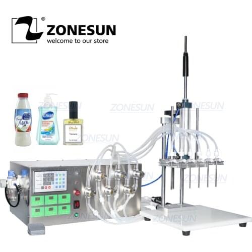 ZONESUN 6 Injectable Nozzles Electric Semi-Automatic Essential Oil Perfume Water Magnetic Pump Liquid Filling Machine