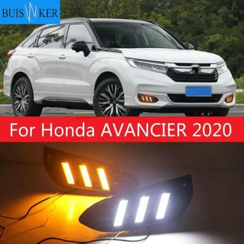 1 Set For Honda AVANCIER 2020 DRL Daytime Running Lights Daylight 12V ABS Fog Lamp Cover With Turn Yellow Signal Light