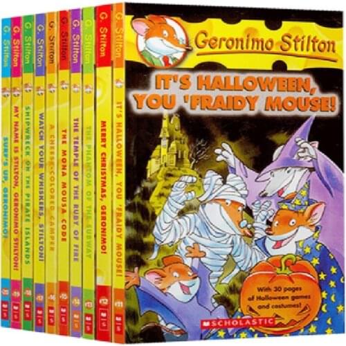 10 Books Geronimo Stilton 11-20 Humor Adventure Explore Brave Comic Fiction Parent Child Kids Story English Picture QR Code Book