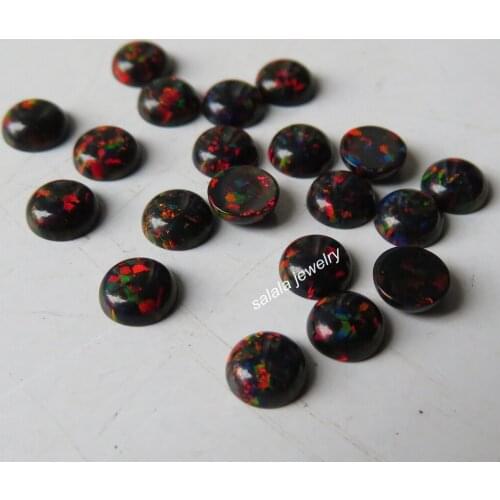 100pcs/lot OP71 Black Fire Opal 5mm Round Opal Synthetic Round Cabochon Opal for Body Piercing Jewelry