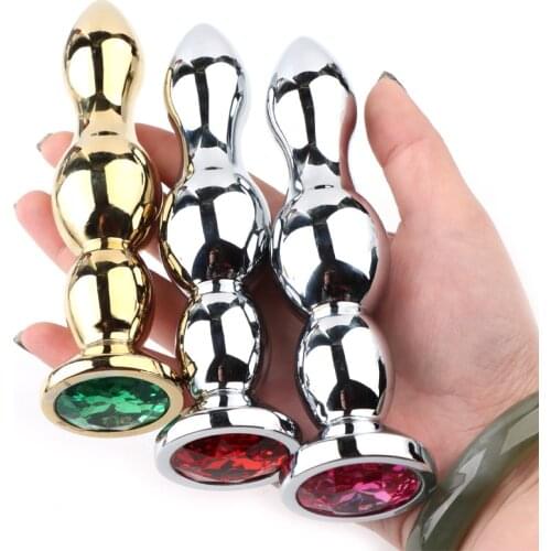 2021 Metal Long Anal Plug Adult Toys Prostate Massager for Men Women Butt Plug Anal Beads with Jewelry Base Sexual Toy Adult