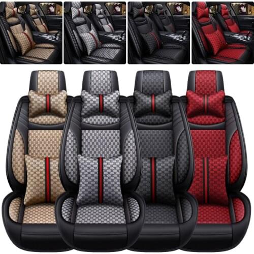 5 Seats Car Seat Covers Luxury PU Leather Cushion Full Set 4 Colors with Pillow Universal Car Accessories