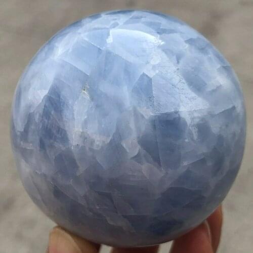 60-68mm Natural Blue Celestite Sphere Quartz Crystal Ball Healing