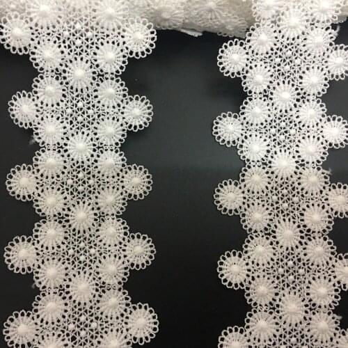 60Yards 5cm White Delicate Embroidery Lace Trims French Lace Ribbon Fabric Guipure DIY Trims Warp Knitting Sewing Accessories