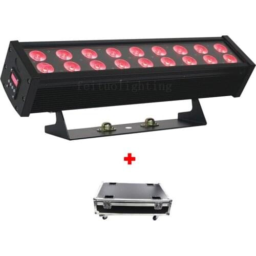 8pcs +Flight Case Outdoor Wall Washer 18x15w RGBWY UV 6in1 Wash Bar Light DMX IP65 Waterproof Led Wall Washer For Building Stage