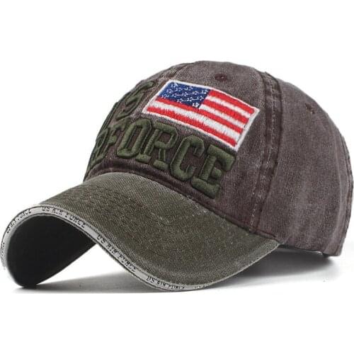 100% Washed Cotton Baseball Caps Men Us Air Force Hat Embroidery Fashion Cap Leisure Dad Hat for Women Snapback Hat