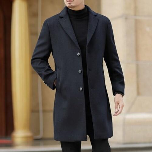 Brand Men Autumn Winter New Solid Color High Quality Mens Coats Luxurious Wool Blends Coat