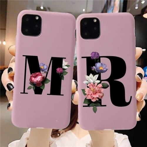 Customize Name Letter A-Z Phone Case For iPhone 11 Pro MAX 6S 7 8 Plus Soft TPU Cover Case For iPhone 12 X XR XS SE 2020 Coque