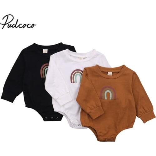 Newborn Baby Long Sleeve Rainbow Print Romper Cute Playsuits for Kids Children Boys Girls Spring Autumn Casual Jumpsuits