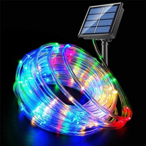 Solar Powered Led Rope String Lights Outdoor Waterproof 8 Modes Fairy Lights Garden Street Garland For Christmas Yard Decoration