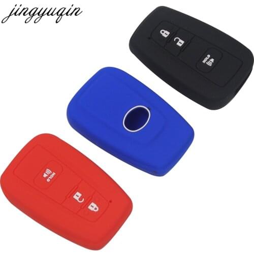 Jingyuqin 2/3 BTN Silicone Key Cover Fit For Toyota CHR C-HR 2016 2017 Prius Car Keyless Fob Smart Remote Case Holder Protector