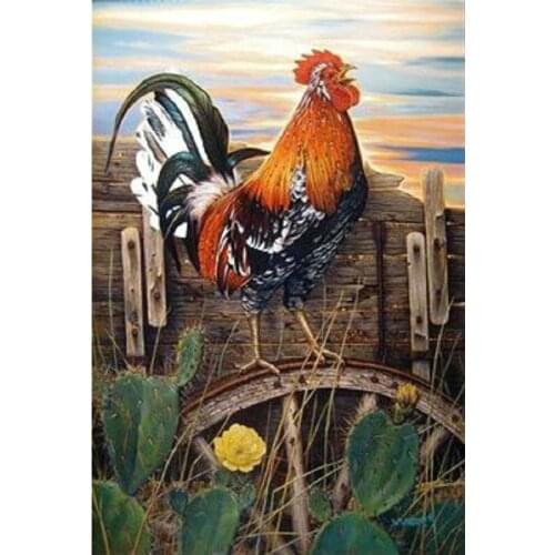 Full Drill Square 5D DIY Diamond Painting Cactus and rooster Diamond Embroidery sale Chicken scenery Cross Stitch Rhinestone