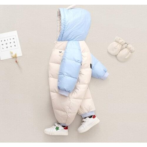 2021 Newborn Baby Clothes Winter 3Pcs Set Infant Down Bodysuit With Gloves and Foot Covers Cartoon Boy Girls Snowsuit Coat 0-3Y