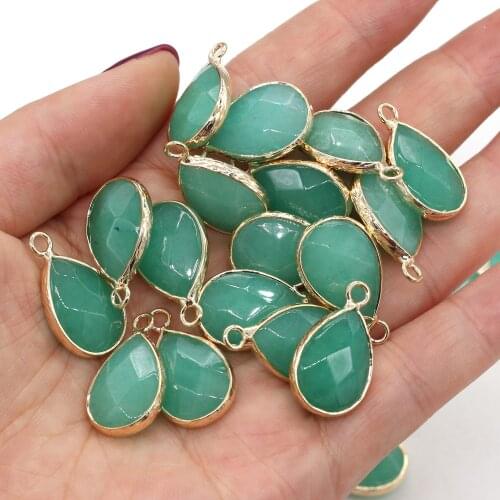 2pcs Natural Stone Pendants Malaysian Section Water Drop Shape For DIY Jewelry Necklace Accessories Making Size 14x23mm