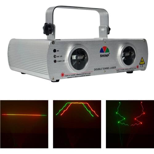 SHINP 2 Lens 7CH DMX512 Red Green 150mW Laser Lights Beam Master-Slave Disco DJ Party KTV Projector Bar Show Stage Lighting DL22