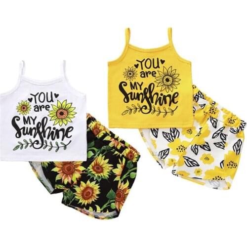 Summer Fashion Kids Girls Print Tank Top Floral Shorts Children Clothes Girls Baby Clothing