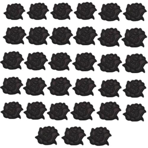 Hot 33 Pieces Black Rose Patches Sew Embroidered Patches Appliques Embellishments for Clothing Repairing Decorations