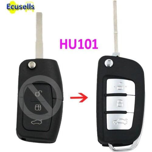 Modified 3 button flip remote car key case shell fob for FORD FOCUS MONDEO C MAX S MAX FIESTA GALAXY with HU101 uncut blade