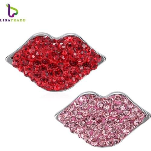 Fashion Snap Jewelry 5PCS "Lip" wholesale snap button Fit Snap Button Bracelet and Pendant Rhinestone LSSN04*5-LSSN04-2*5